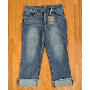 Democracy Ab Solution High Rise Boyfriend Jeans Womens 16 Light Wash Cuffed NWT